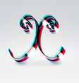 Fantasy plastic 3d glowing ribbon typeface vector image