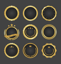 Collection of modern gold circle metal badges Collection of modern gold circle metal badges vector image