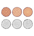 Natural tree rings background saw cut tree trunk vector image