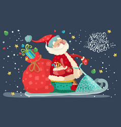 Santa claus with red gift bag vector image