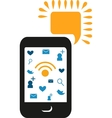 Cell phone with comunication icons vector image