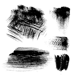Black textured brush strokes on white background vector image