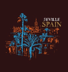 Panorama of the giralda cathedral in seville spain vector image