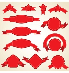 Set of curled red ribbons Set of curled red ribbons vector image