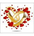 With wedding rings and Red Heart vector image