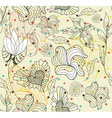 Seamless flowers and hearts pattern vector image