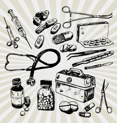 Medical stuff hand drawn Medical stuff hand drawn vector image
