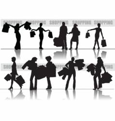 Shopping girls silhouettes vector image