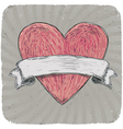 Vintage heart ribbon vector image