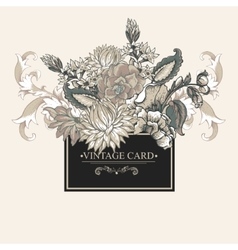Vintage baroque greeting card with swirls flowers vector image