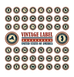 Vintage label USA set vector image
