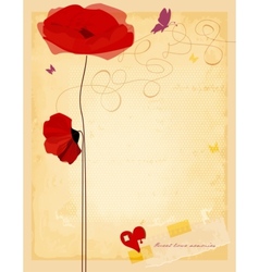 Vintage love flowers card old paper texture Vintage love flowers card old paper texture vector image