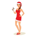 Sexy Girl In Santa Costume with phone in hand Sexy Girl In Santa Costume with phone in hand vector image