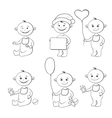 Cartoon children with toys outline vector image