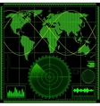 Radar screen with world map vector image