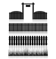 Set of Fences Gate and Grass vector image