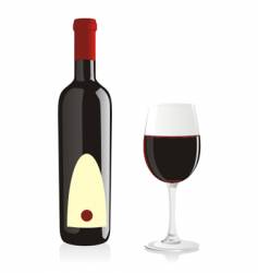 Isolated wine bottle and glass vector image
