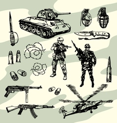 Military doodles Military doodles vector image