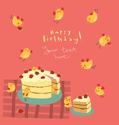 Greeting card with funny birds vector image