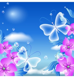 Butterflies and flowers vector image