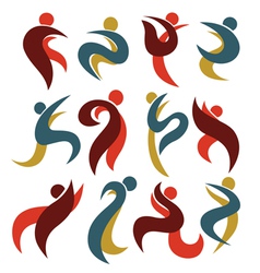 Dancing people icons vector image