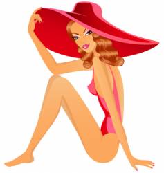 Women with floppy hat vector image