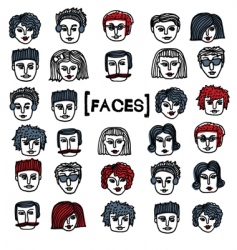 Set of cartoon faces vector image