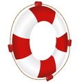 Red ring-buoy with rope vector image