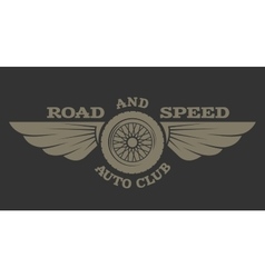 Wheel with wings Vintage style Wheel with wings Vintage style vector image