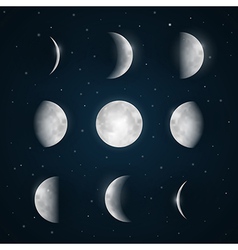 Moon Phases - Night Sky with Stars vector image