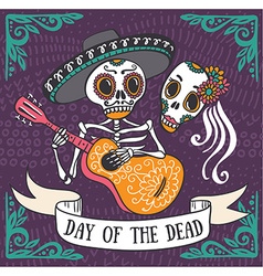 Invitation poster to the Day of the dead party Dea vector image