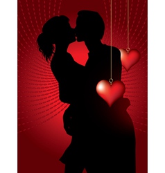 Silhouette of couple kissing Silhouette of couple kissing vector image