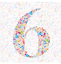 Social network number background with media icons vector image