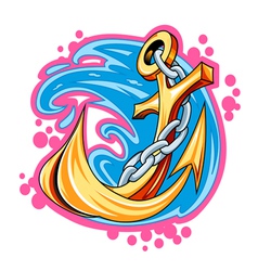 Anchor in sea water vector image