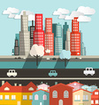 City - Houses with Highway and Skyscrapers vector image