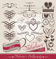 Valentines day calligraphic elements vector image