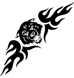 Wolf and symmetric tribals - Wolf and symmetric tribals - vector image