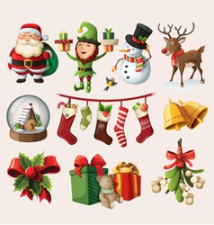 Set of colorful christmas characters vector image