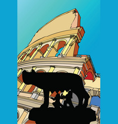 Shewolf with the colosseum rome italy vector image