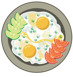 Fried eggs with vegetables vector image