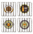 Four beer labels on old wood background vector image