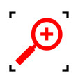 Zoom sign red icon inside Zoom sign red icon inside vector image