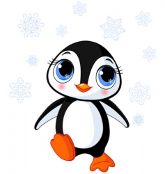 Cute winter penguin vector image