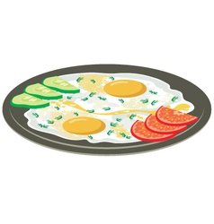 Fried eggs with vegetables vector image