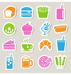 Food Drinks sticker icon set vector image