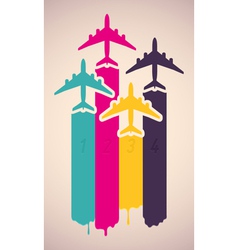 Background with colorful airplanes vector image