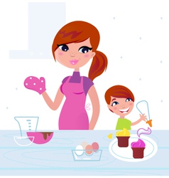 Family cooking vector image