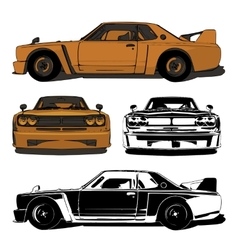 Old sports car set Old sports car set vector image