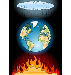 Global warming on the black vector image