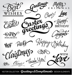 Greetings lettering set vector image